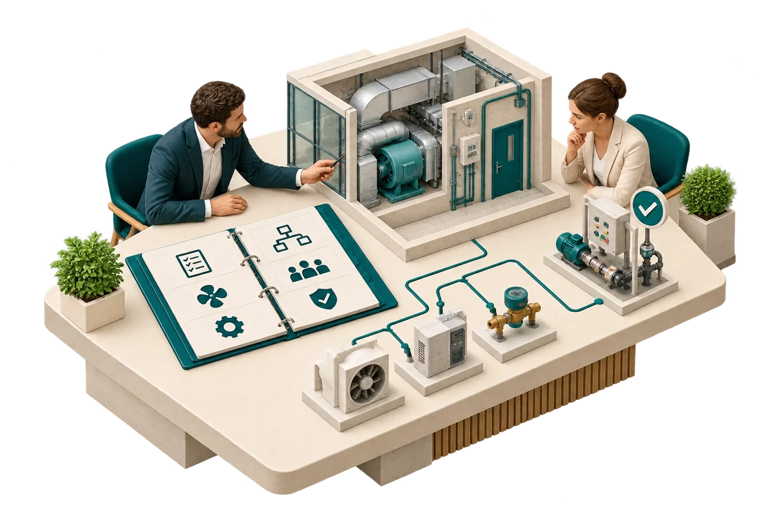 رسم isometric تصوري: Smart Building Tender Specification Review-1، وليس مخططًا هندسيًا معتمدًا.