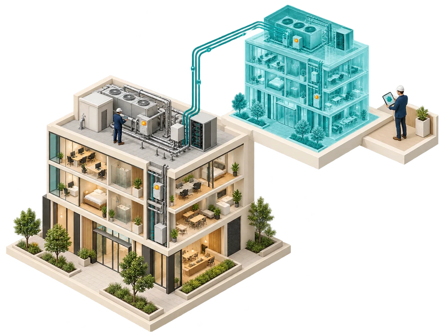 Smart building systems that supply information for digital twin decisions.