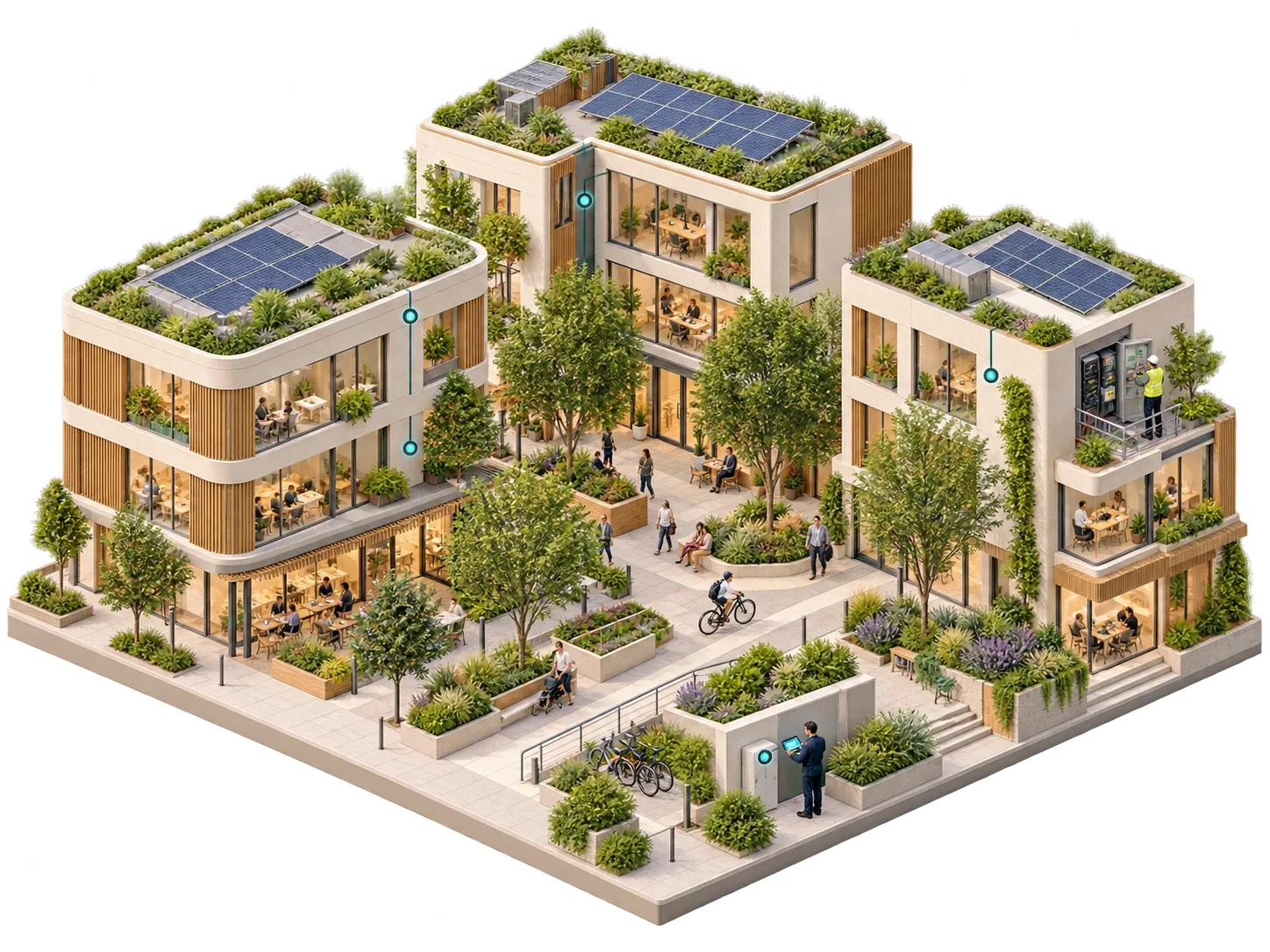 Modello di retrofit sostenibile di un cortile, per un miglioramento continuo dell’edificio.