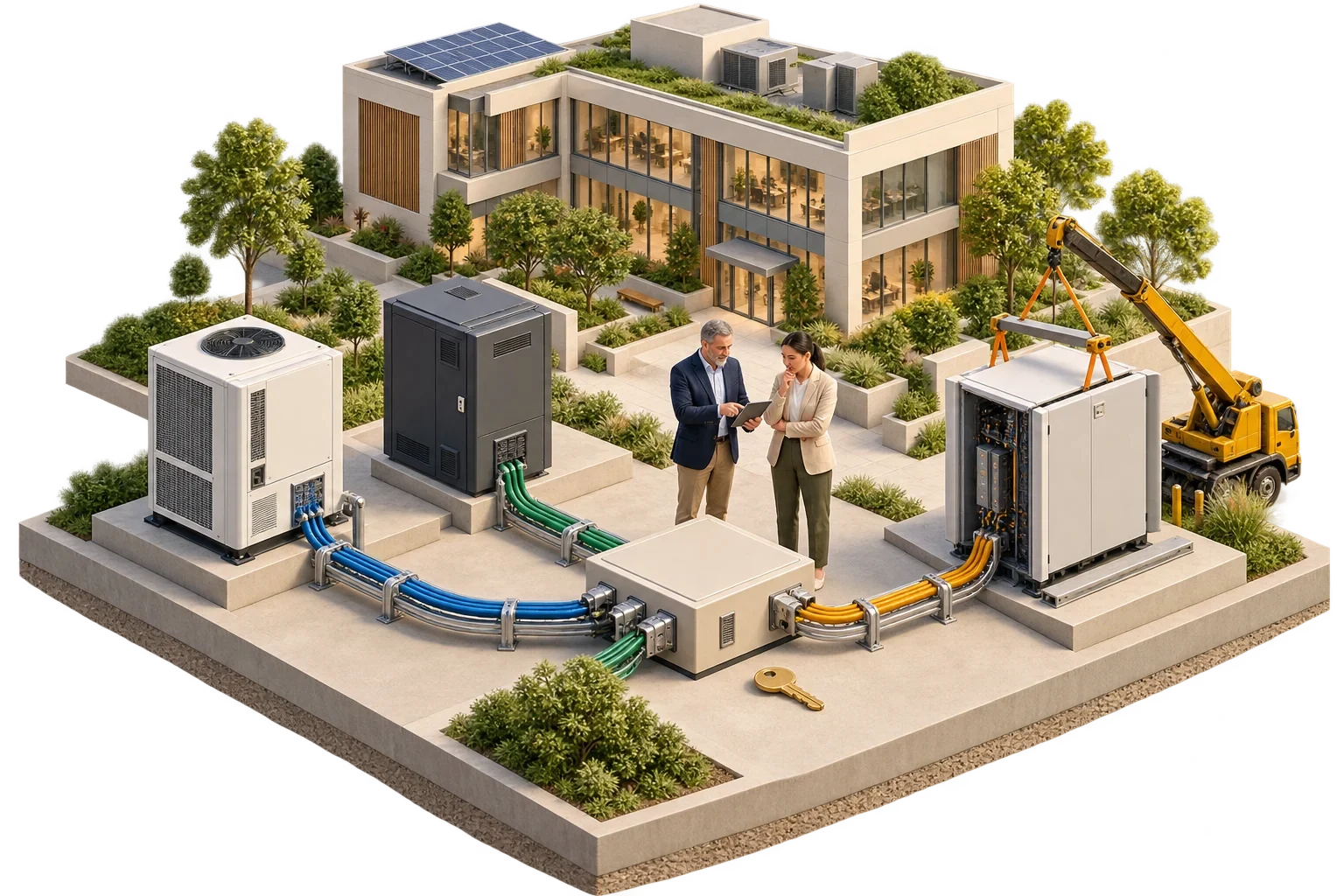 Conceptual owner-controlled hub connecting vendor equipment through standard interfaces to reduce lock-in.